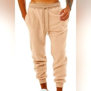 Sueded fleece joggers. Medium in cream from bella+canvas